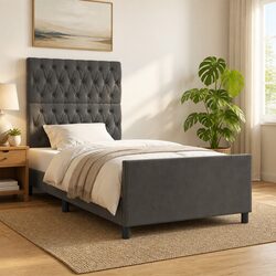 Your Ideal King Single Bed Frame in Grey Velvet
