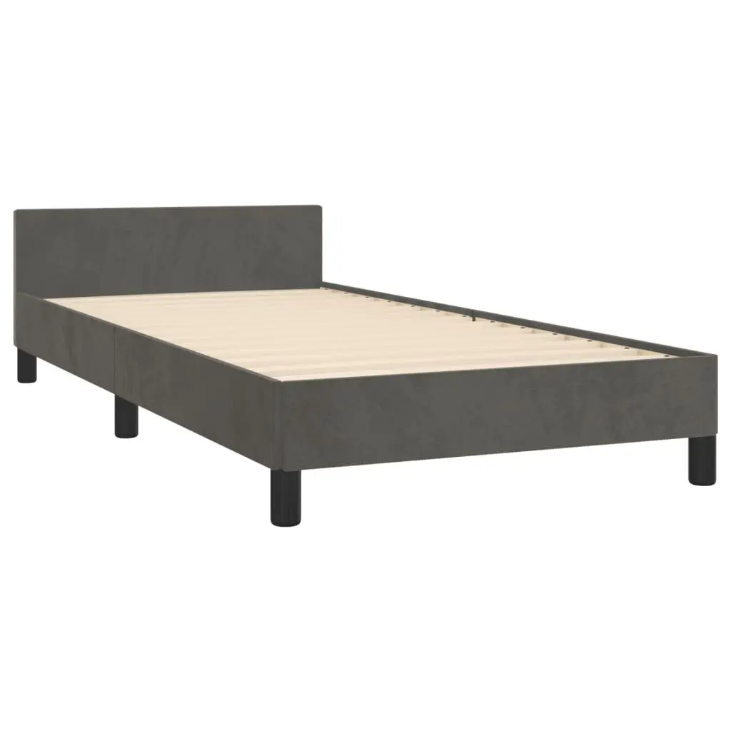 King Single Bed Frame in Grey Velvet