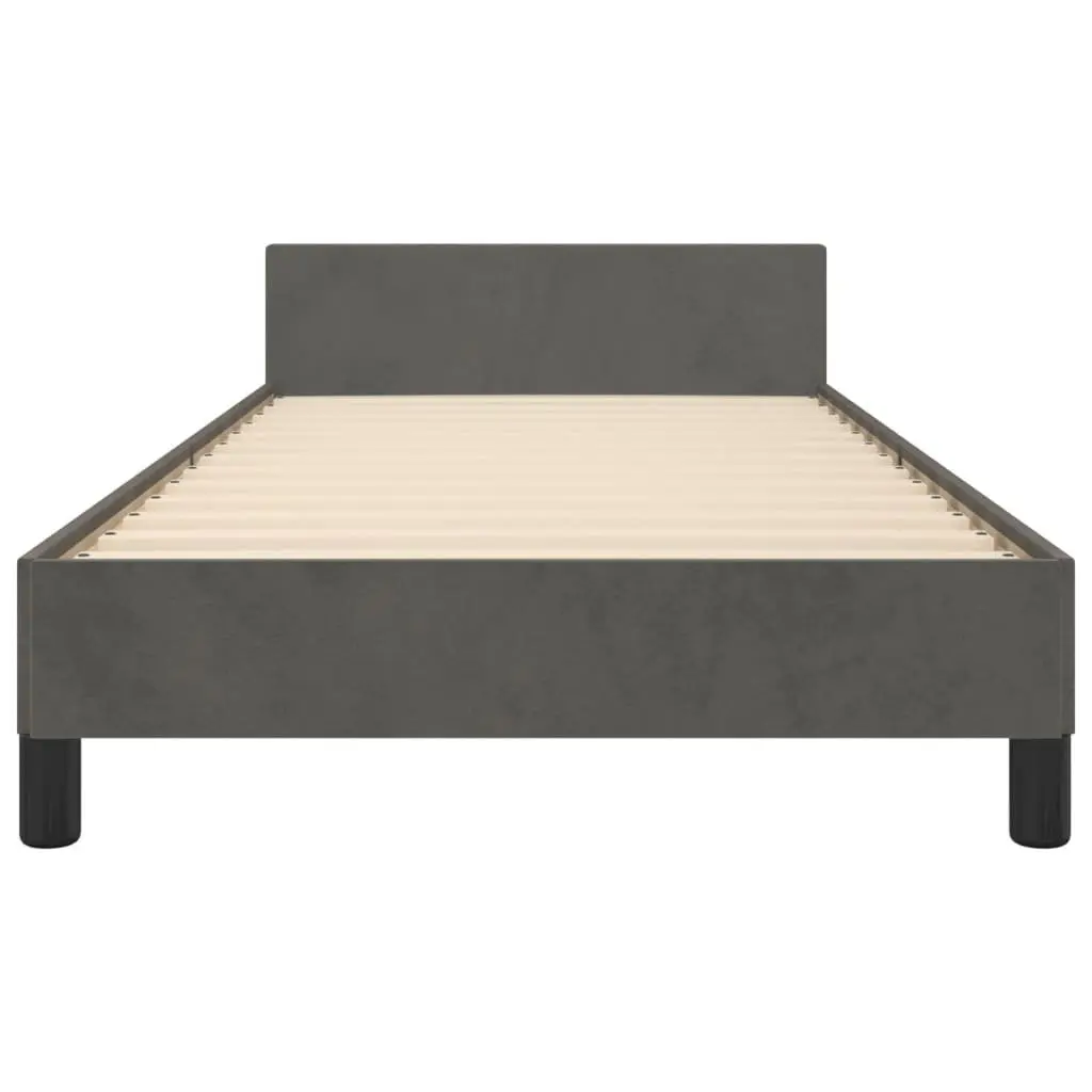 King Single Bed Frame in Grey Velvet