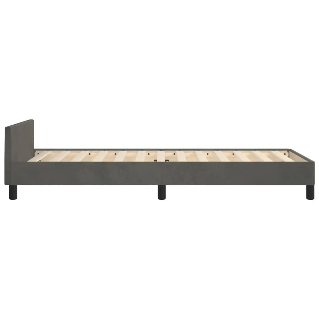 King Single Bed Frame in Grey Velvet