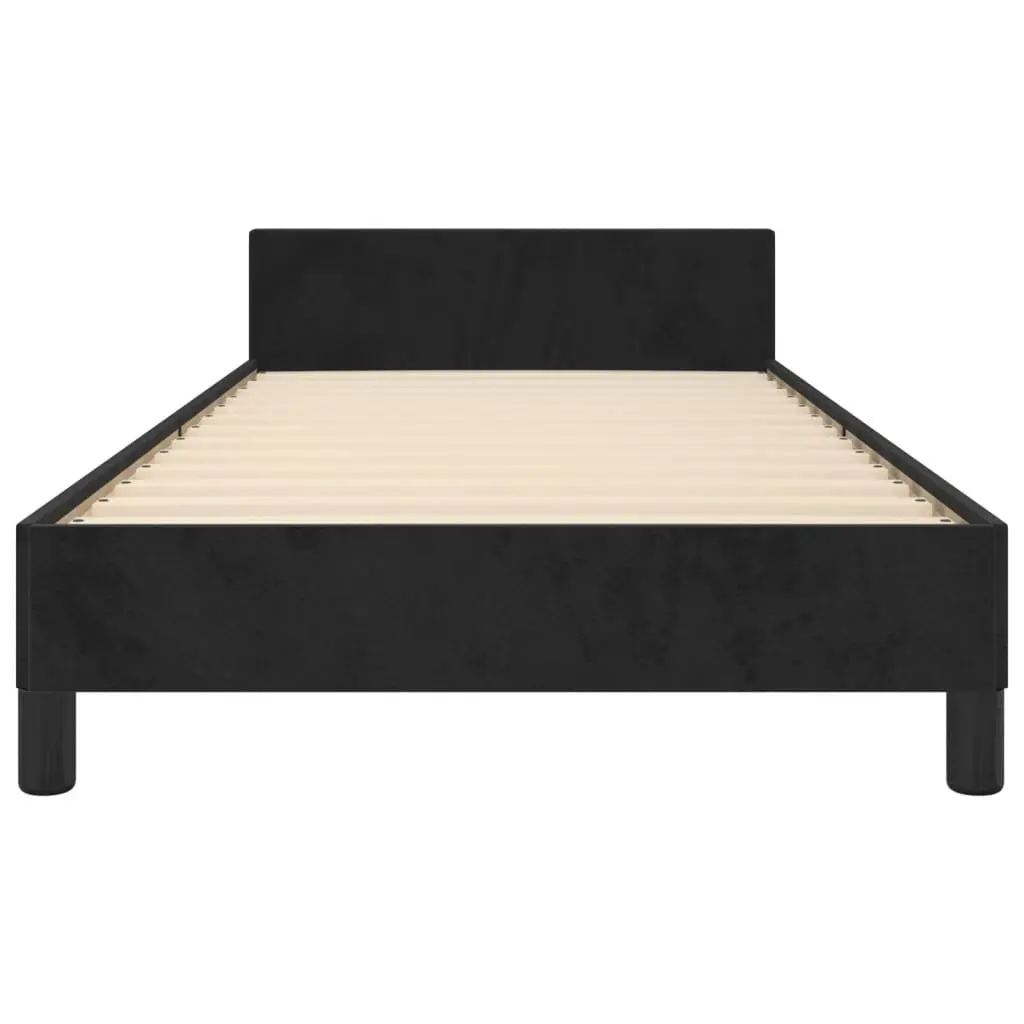 Black Velvet King Single Bed Frame Adjustable Headboard 107x203cm