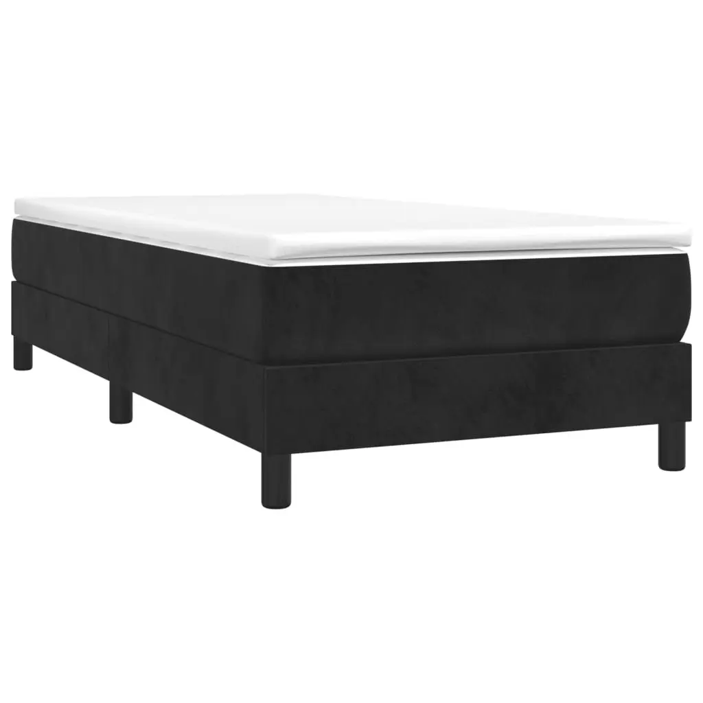 Pocket Spring Mattress Box Spring Bed King Single Black Velvet 106x203cm