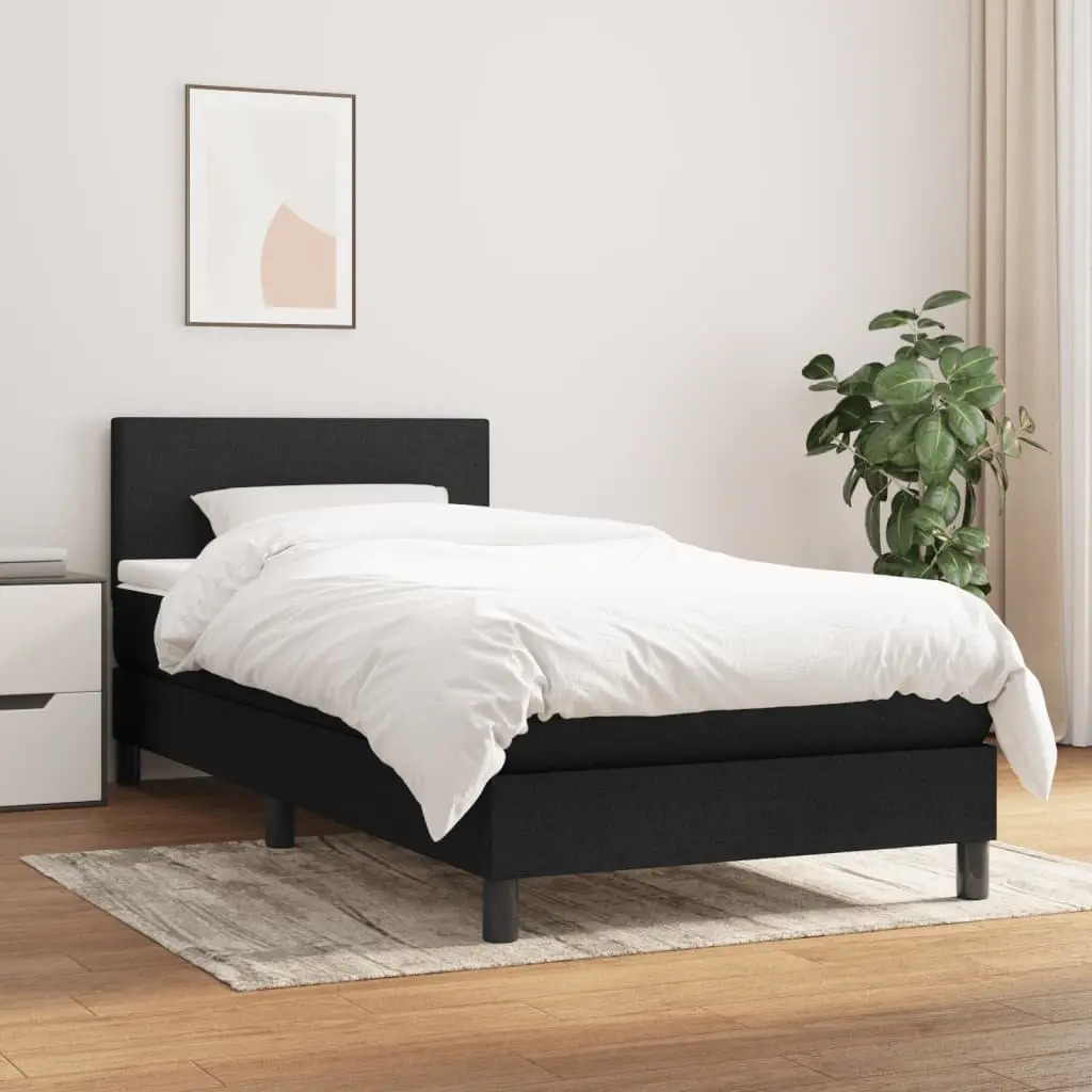 Box Spring Bed with Pocket Spring Mattress King Single Black Fabric Adjustable