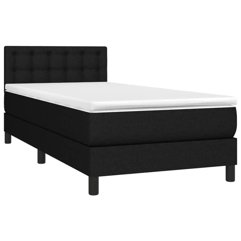Box Spring Bed with Pocket Spring Mattress Adjustable Headboard King Single Size Black Fabric