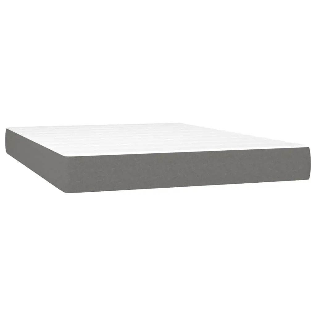 Queen Size Box Spring Bed with Adjustable Headboard and Pocket Spring Mattress Grey Fabric