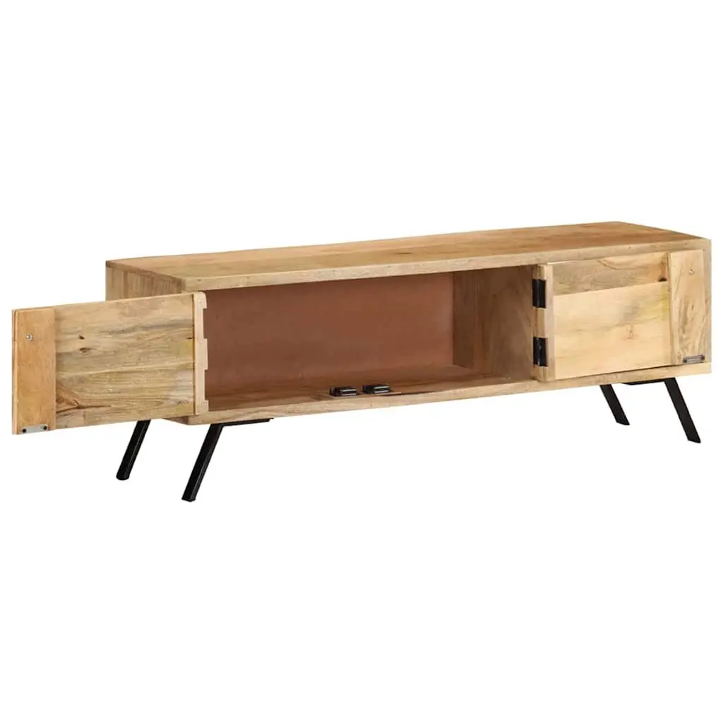 Beige TV Cabinet Solid Mango Wood 110x30x40cm Entertainment Unit