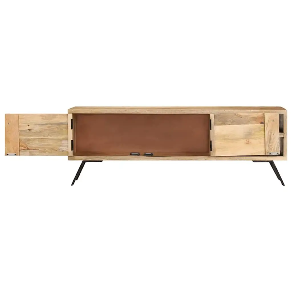 Beige TV Cabinet Solid Mango Wood 110x30x40cm Entertainment Unit