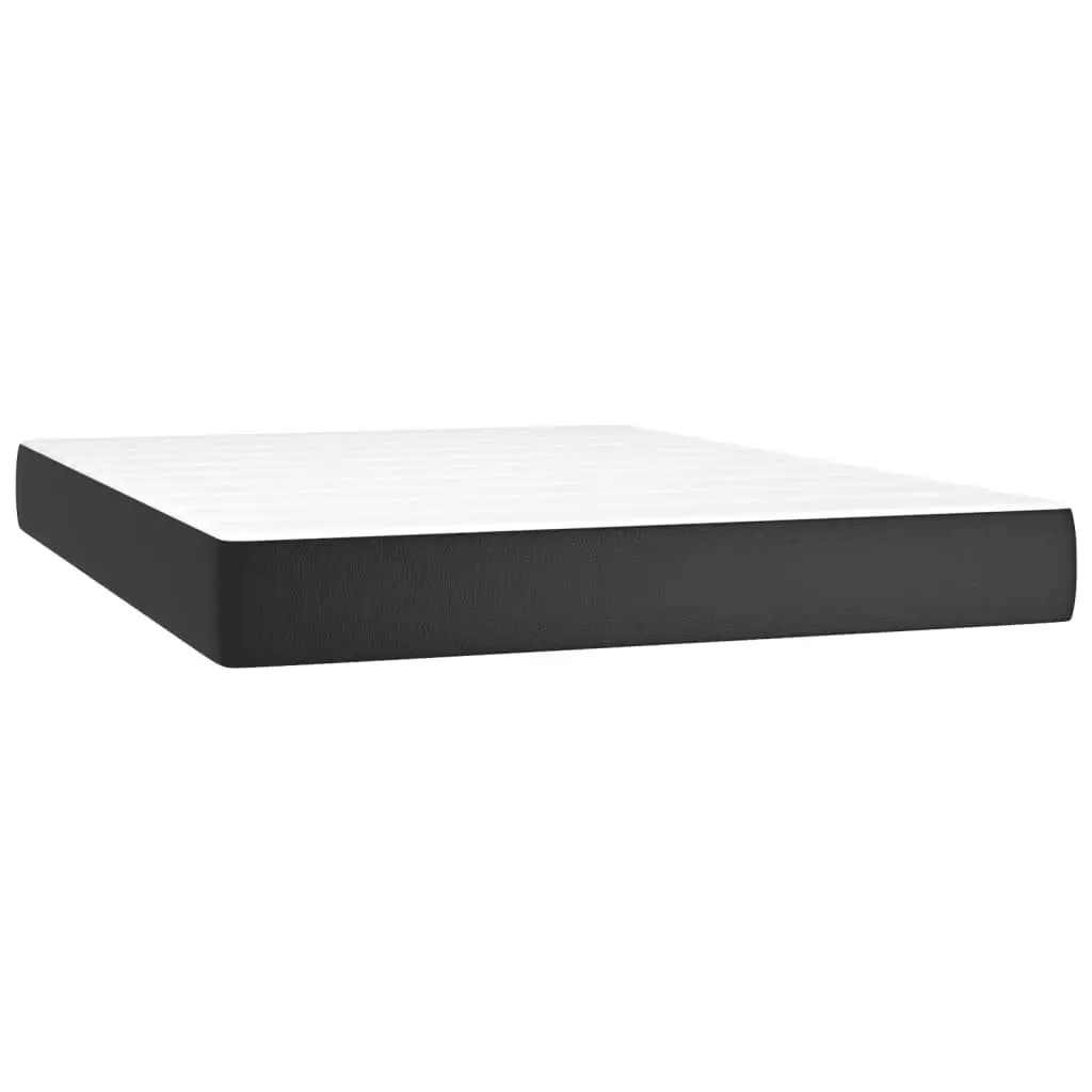 Queen Size Box Spring Bed with Adjustable Headboard and Pocket Spring Mattress Black Faux Leather