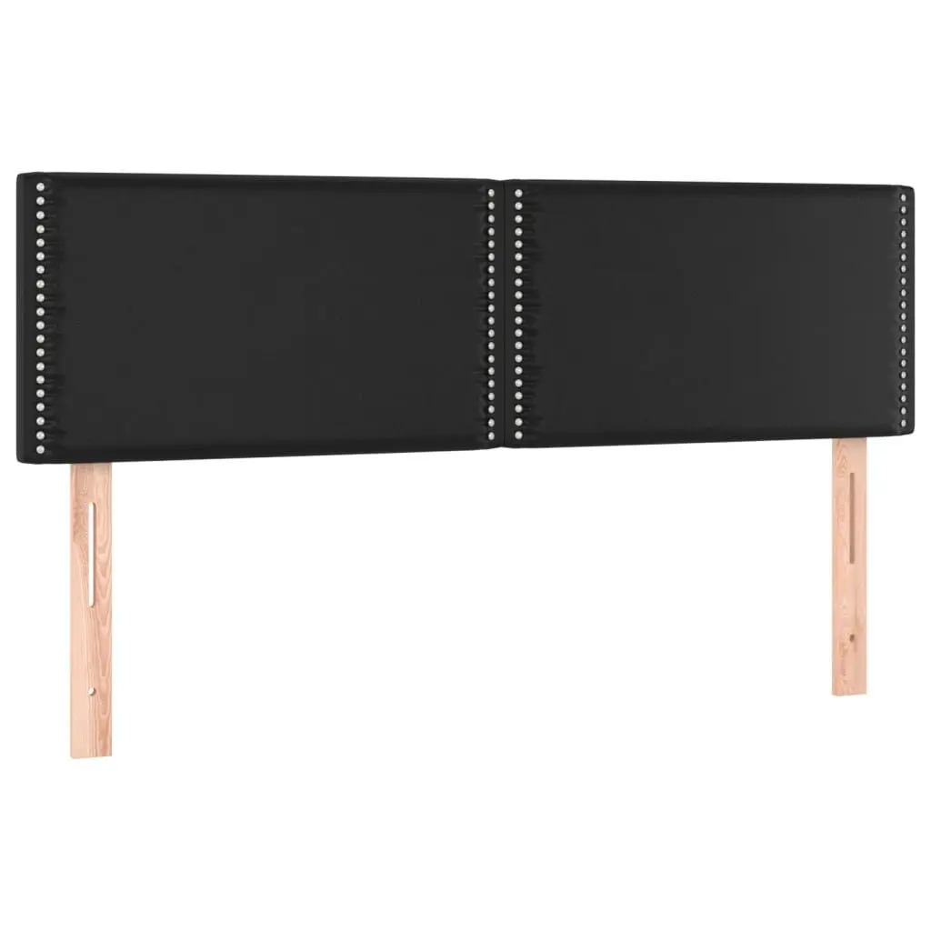 Pocket Spring Mattress Box Spring Bed Queen Size Black Faux Leather with Adjustable Headboard