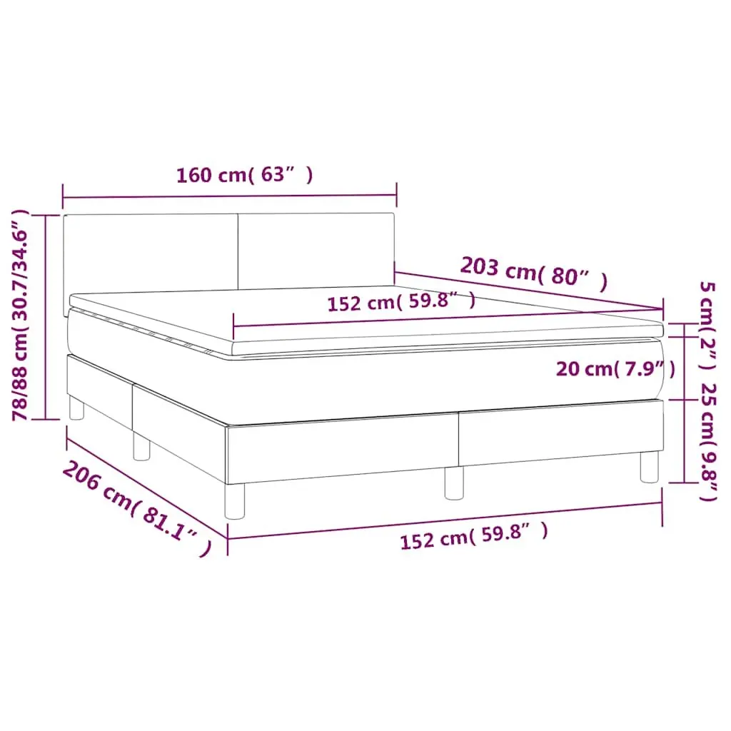 Queen Size Box Spring Bed with Adjustable Headboard and Pocket Spring Mattress Black Velvet 153x203 cm