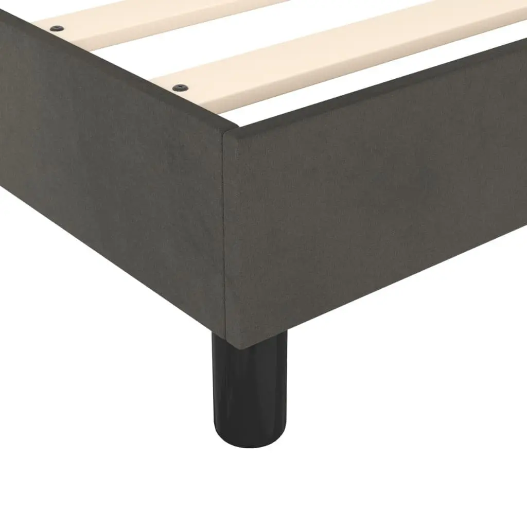 Queen Size Box Spring Bed with Pocket Spring Mattress Dark Grey Velvet 153x203cm