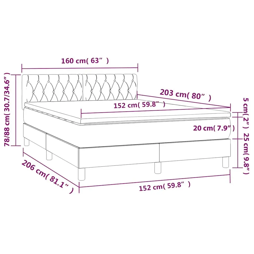 Box Spring Bed with Adjustable Headboard Queen Size Black Velvet