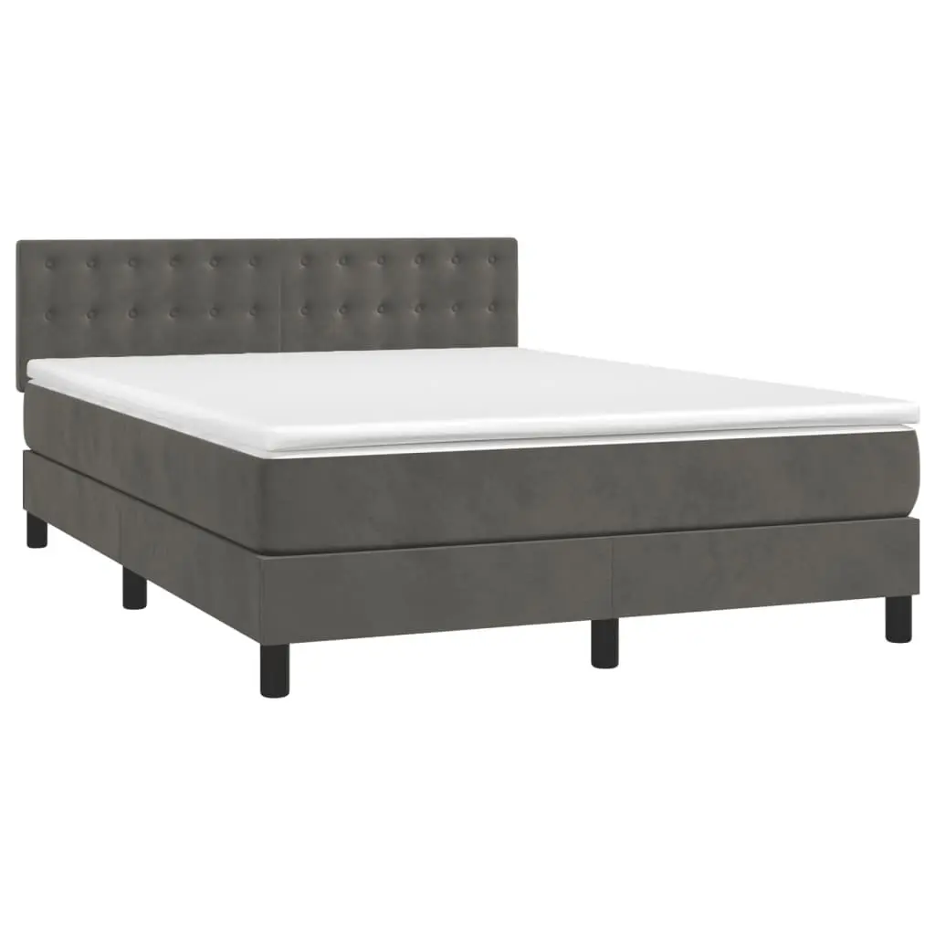 Box Spring Bed with Pocket Spring Mattress Adjustable Headboard Queen Size 153x203cm Grey Velvet