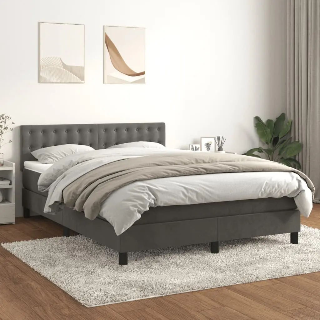 Box Spring Bed with Pocket Spring Mattress Adjustable Headboard Queen Size 153x203cm Grey Velvet