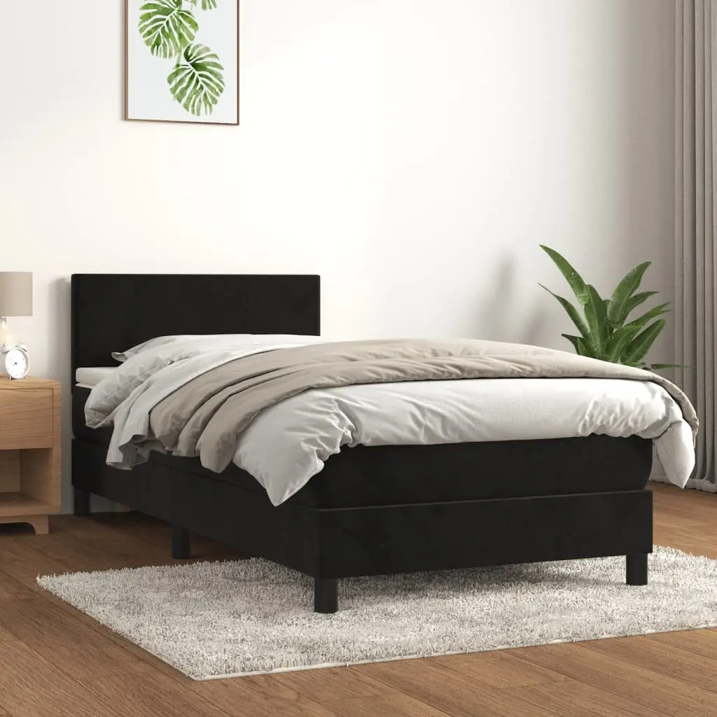 Box Spring Bed Velvet Upholstered King Single Adjustable Headboard Pocket Spring Mattress
