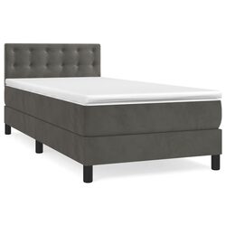 Grey Velvet Box Spring Bed 106x203cm