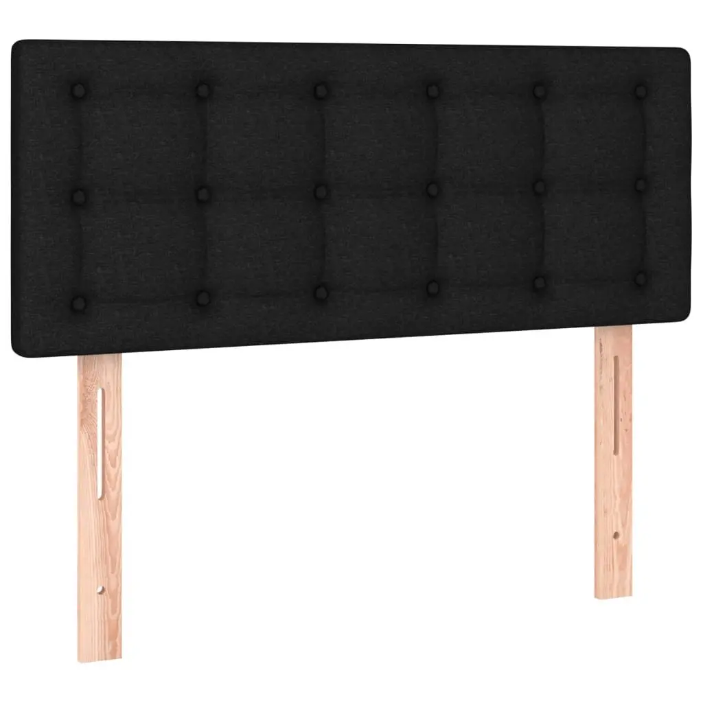 Box Spring Bed with Pocket Spring Mattress Adjustable Fabric Headboard King Single Black