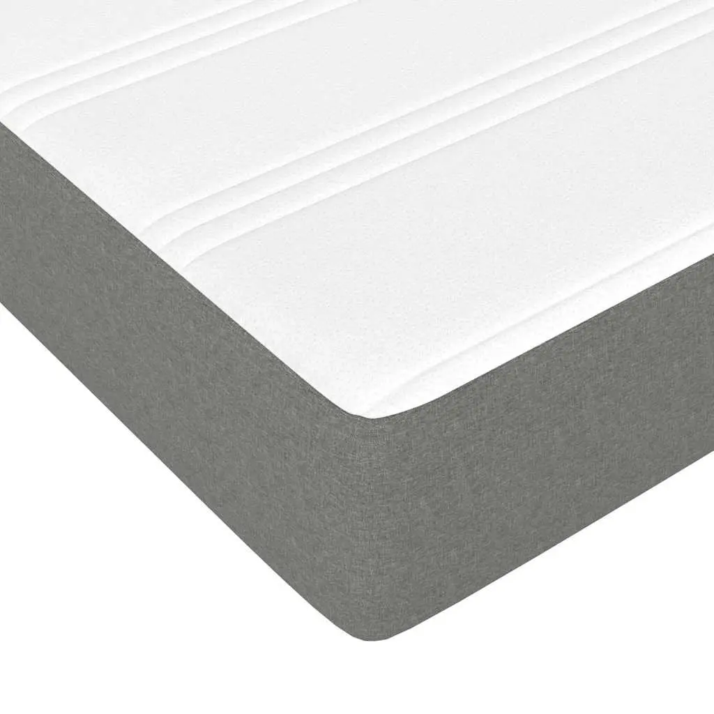 Queen Size Box Spring Bed with Pocket Spring Mattress Adjustable Fabric Headboard Grey