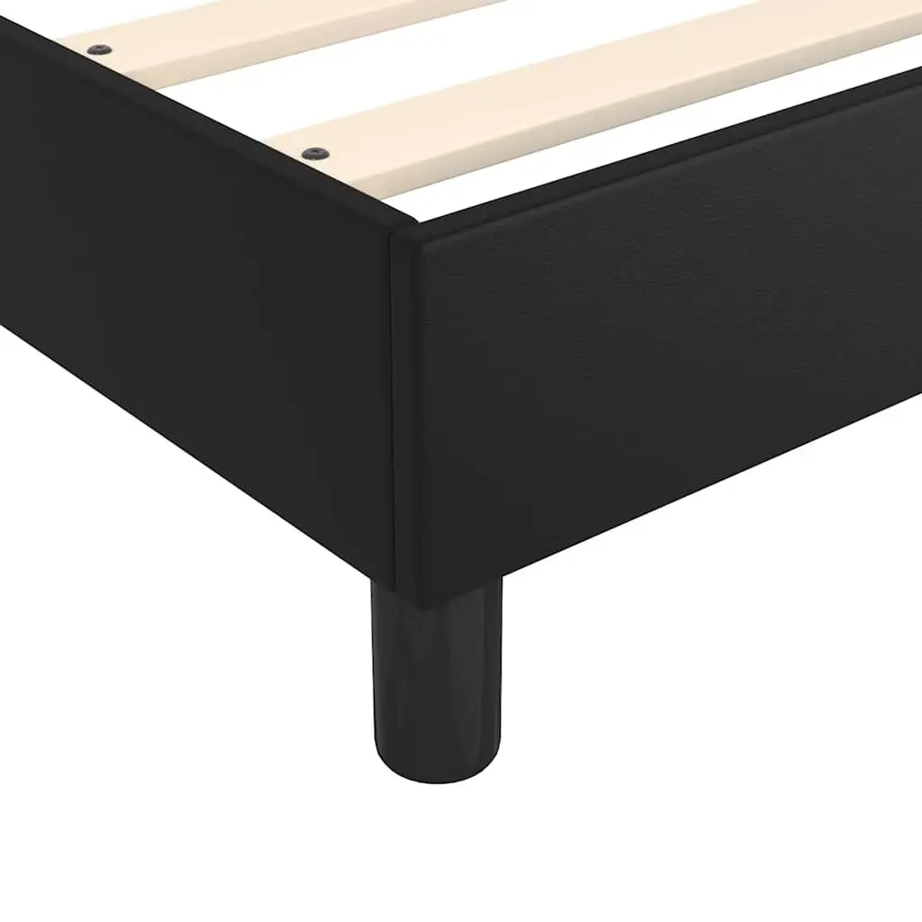 Queen Size Box Spring Bed with Pocket Mattress LED Headboard Black Faux Leather
