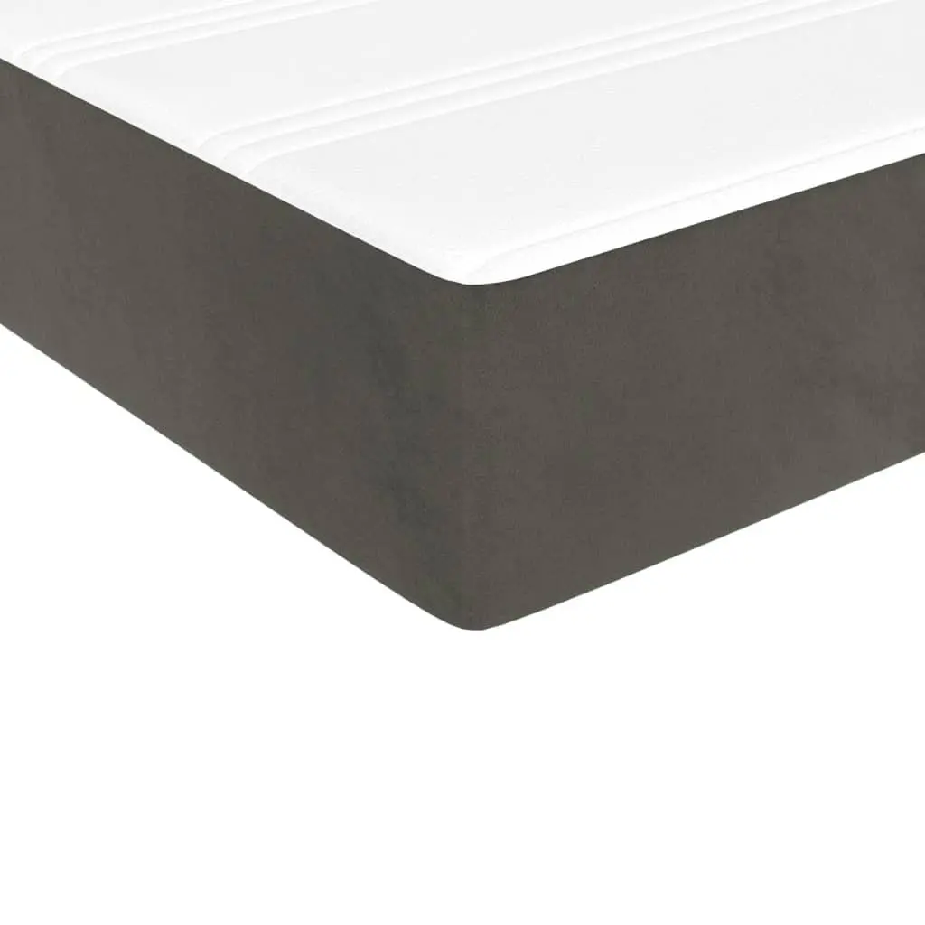 Queen Size Box Spring Bed with Pocket Spring Mattress LED Headboard Dark Grey