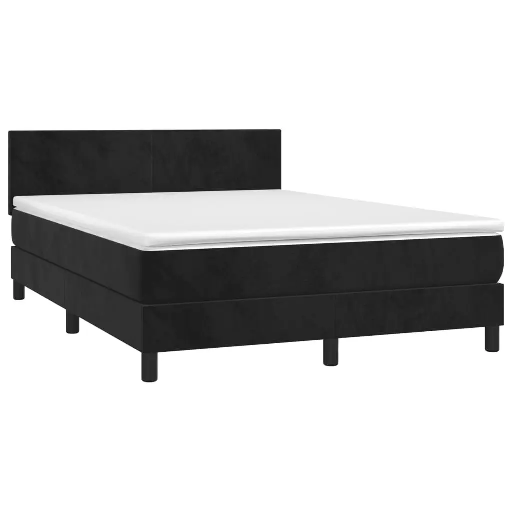 Box Spring Bed with Pocket Mattress Adjustable Headboard Queen Size Black Velvet