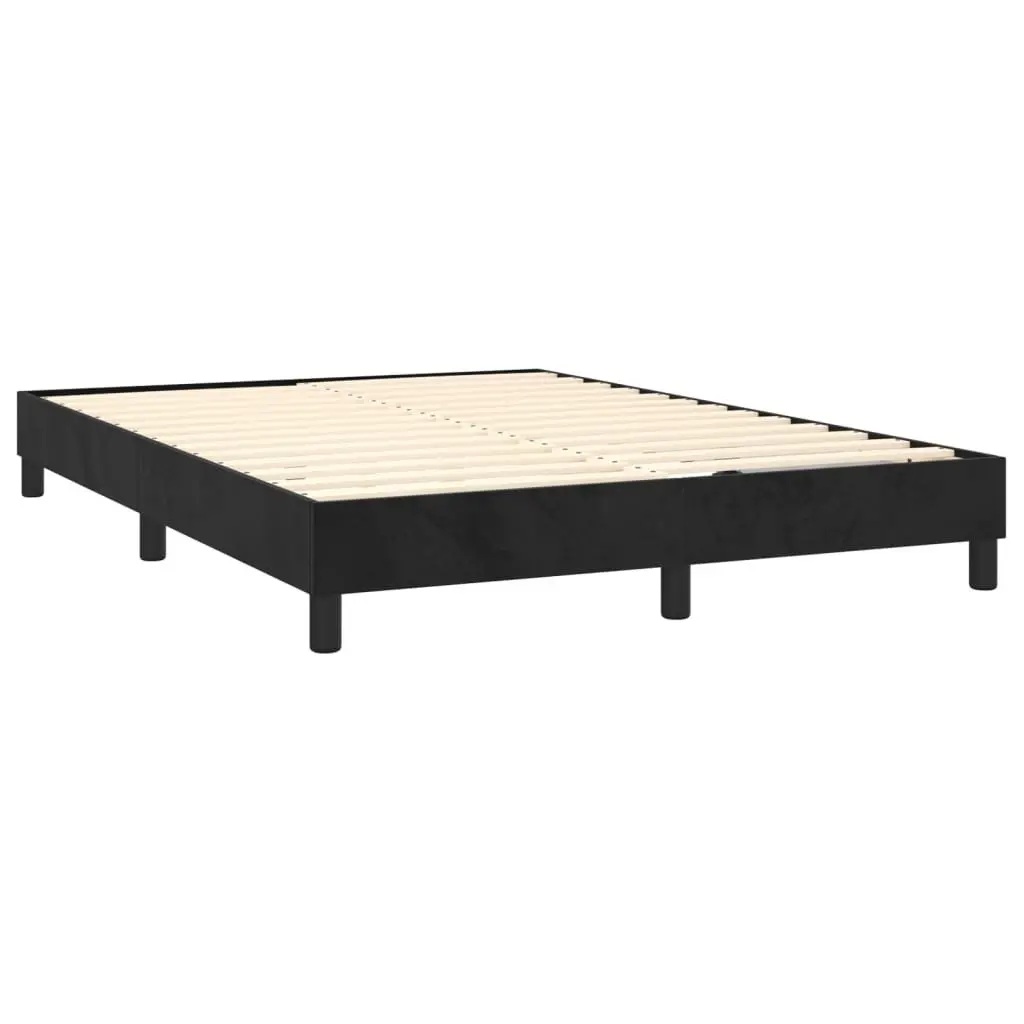 Queen Box Spring Bed with Pocket Spring Mattress LED Headboard Black Velvet