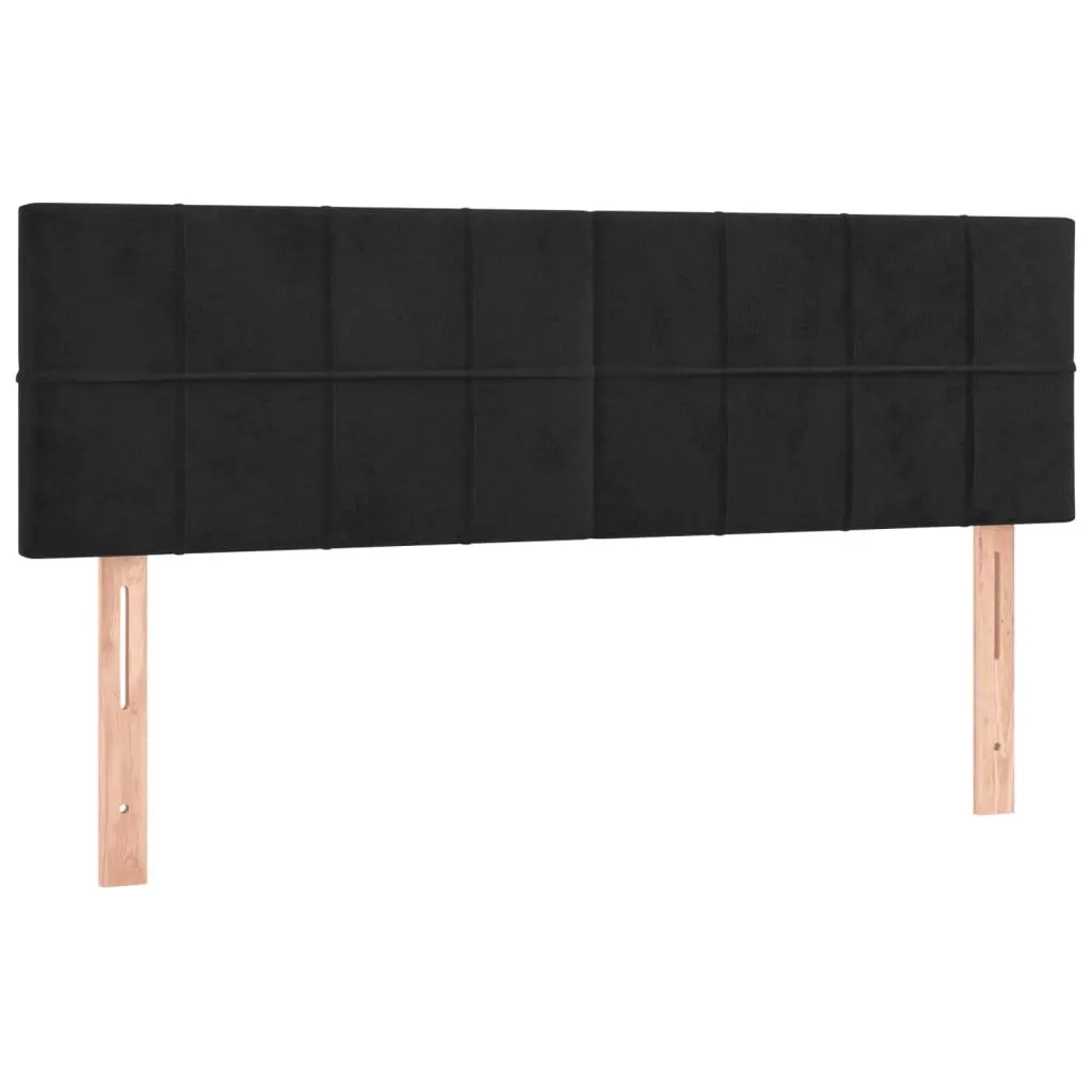 Queen Box Spring Bed with Pocket Spring Mattress LED Headboard Black Velvet