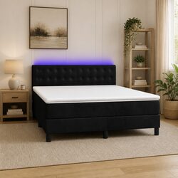 Your Perfect Queen Box Spring Bed with LED Headboard Awaits