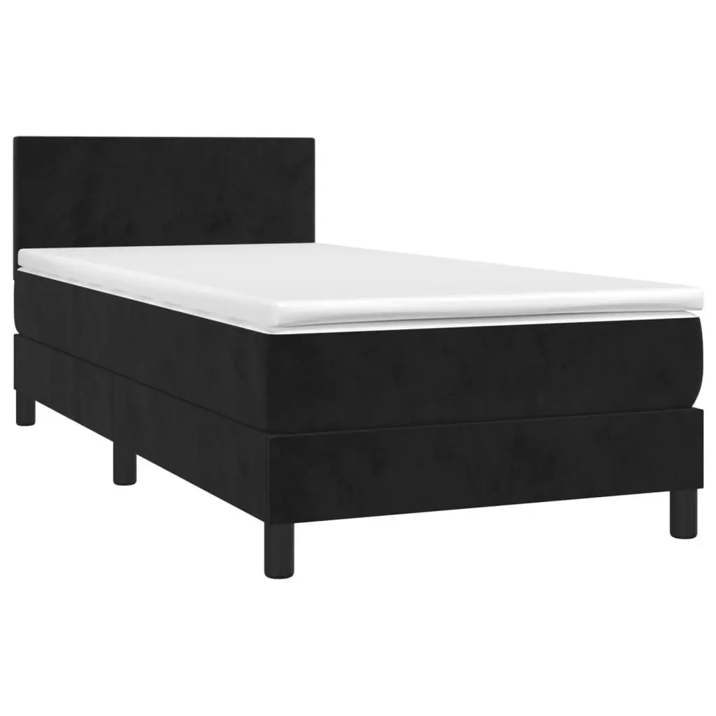 Box Spring Bed with Adjustable Headboard Pocket Spring Mattress King Single Black