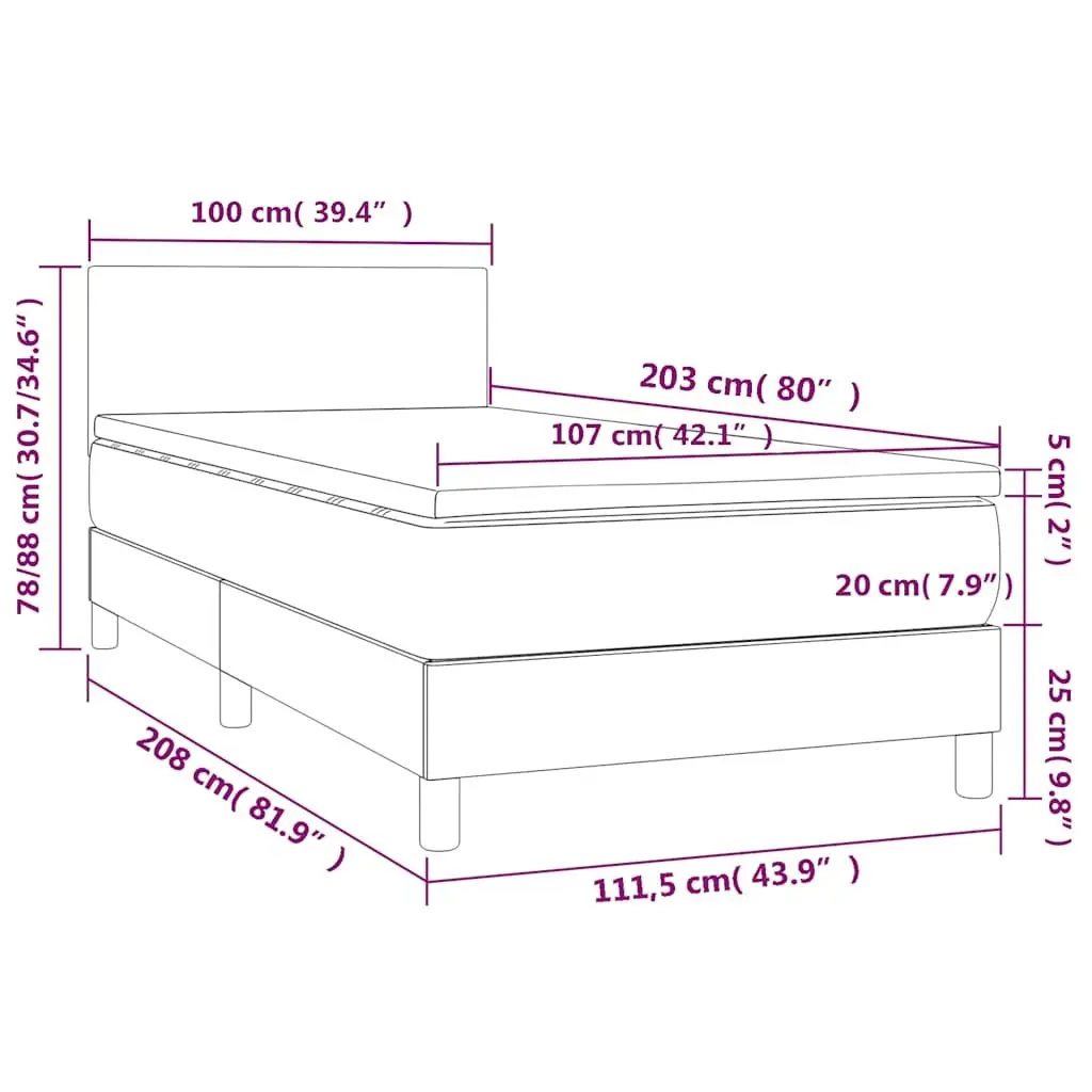 Box Spring Bed with Adjustable Headboard Pocket Spring Mattress King Single Black