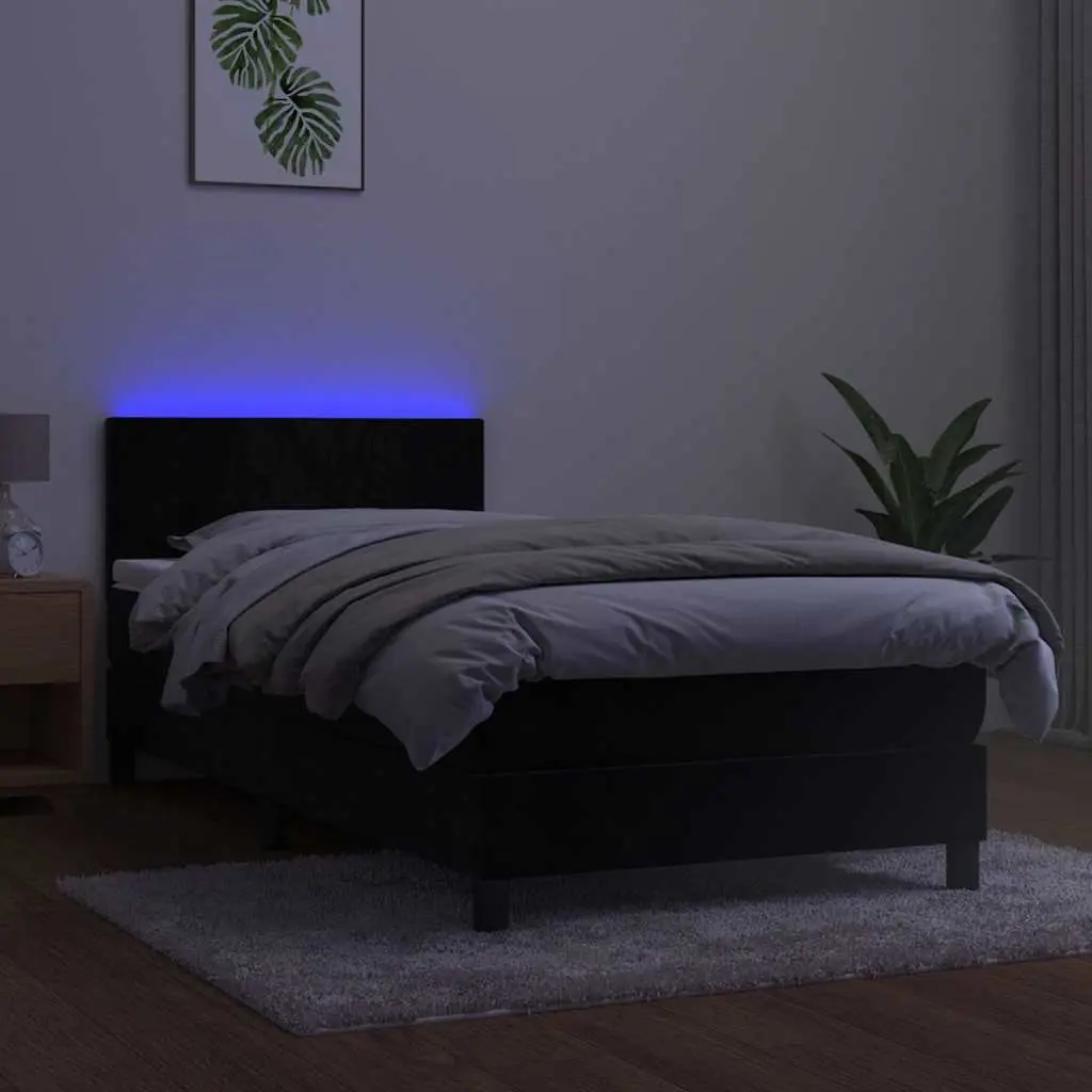 Box Spring Bed with Adjustable Headboard Pocket Spring Mattress King Single Black