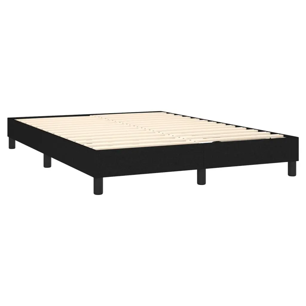 Queen Size Box Spring Bed with Adjustable Headboard and Pocket Spring Mattress Black