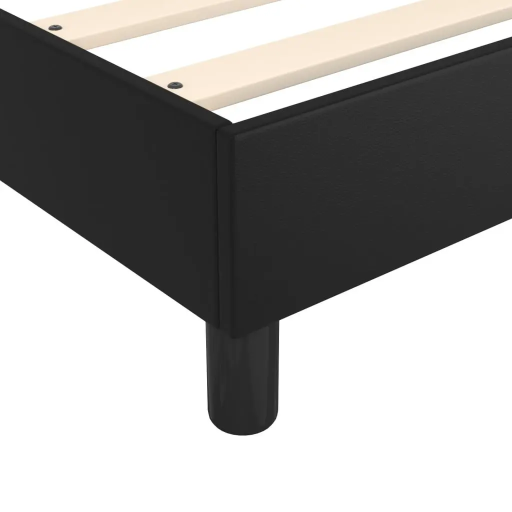 Queen Size Box Spring Bed with Pocket Spring Mattress Black Faux Leather