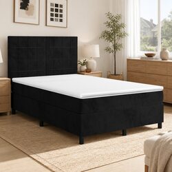 Queen Size Box Spring Bed with Pocket Spring Mattress Black Velvet 153x203cm