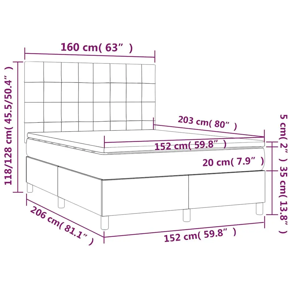 Queen Size Box Spring Bed with Adjustable Headboard and Pocket Spring Mattress Black Velvet 153x203cm