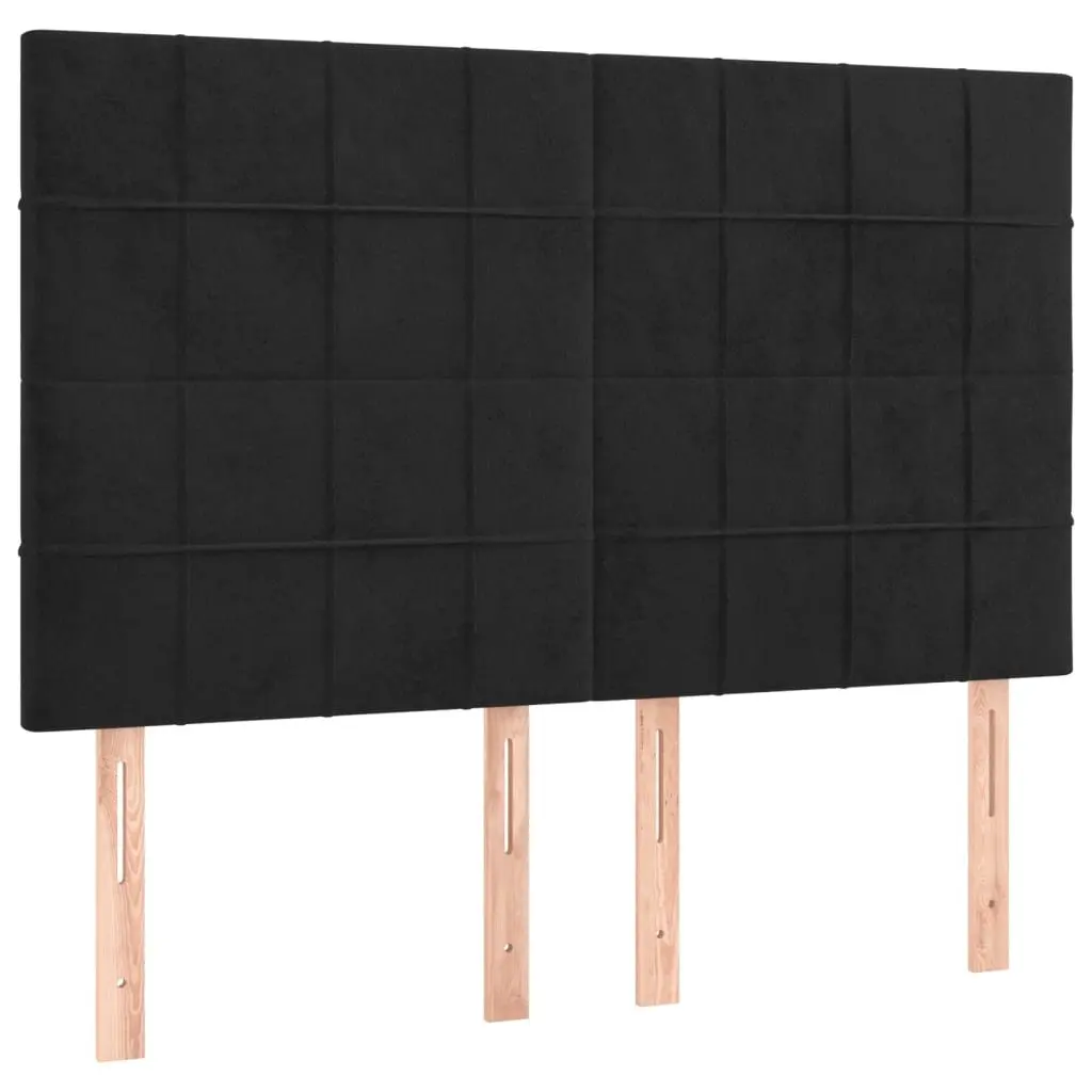 Queen Size Box Spring Bed with Adjustable Headboard and Pocket Spring Mattress Black Velvet 153x203cm