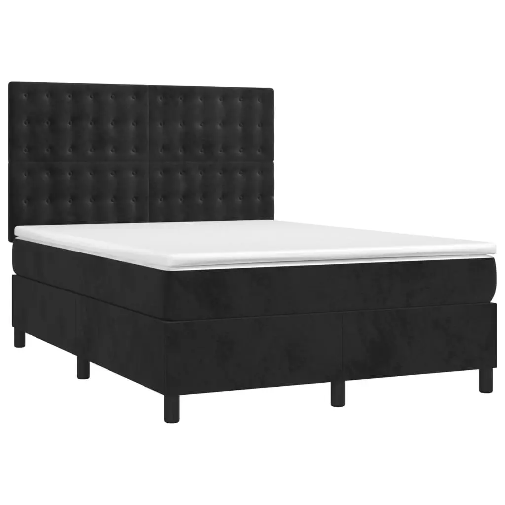 Queen Size Box Spring Bed with Pocket Spring Mattress Black Velvet 153x203 cm