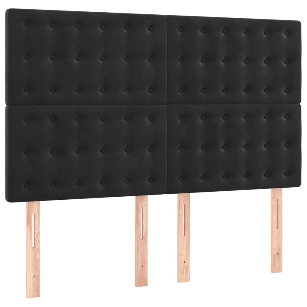 Queen Size Box Spring Bed with Pocket Spring Mattress Black Velvet 153x203 cm