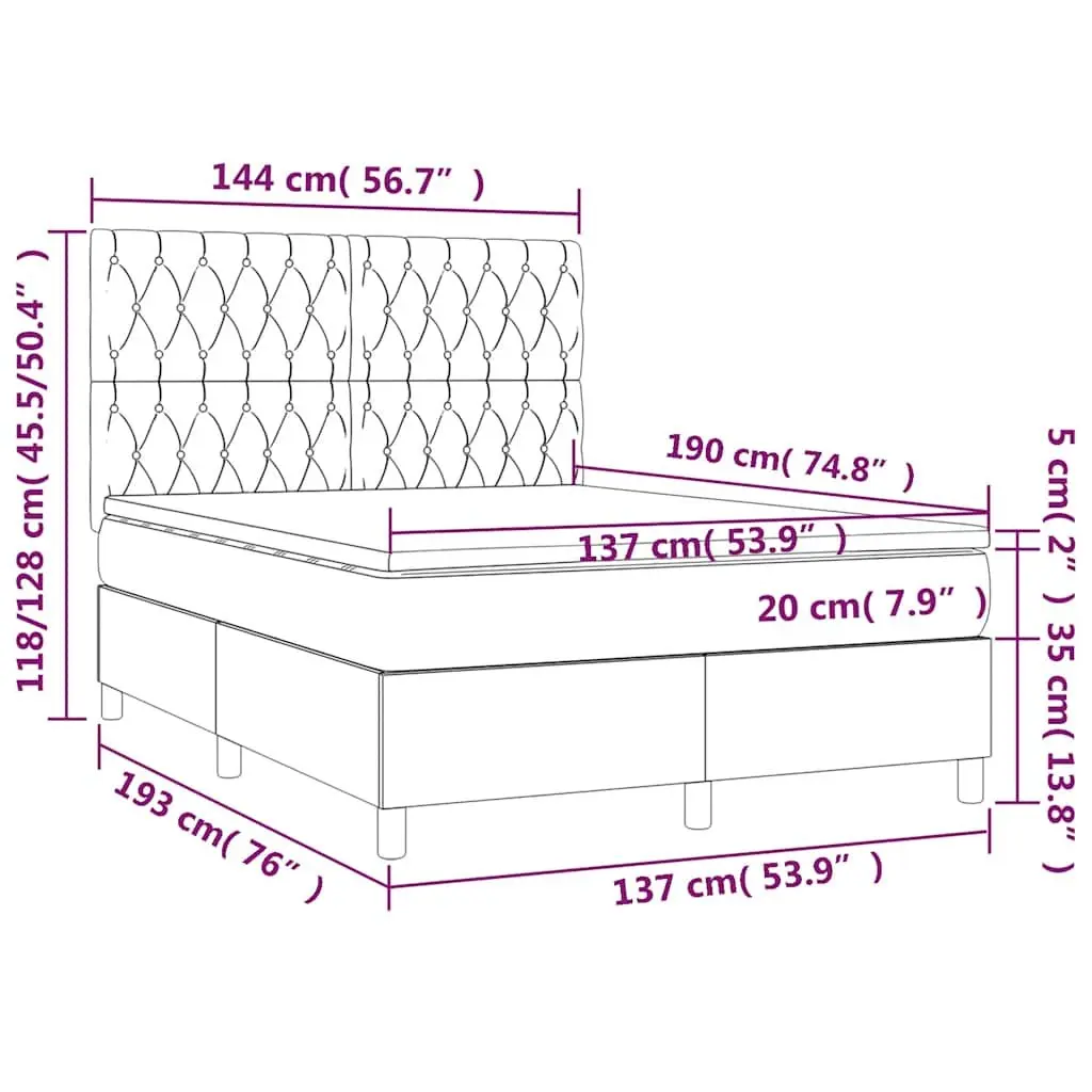 Double Box Spring Bed with Pocket Spring Mattress LED Headboard Black Velvet