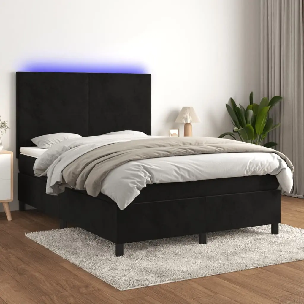 Queen Size Box Spring Bed with LED Lighting