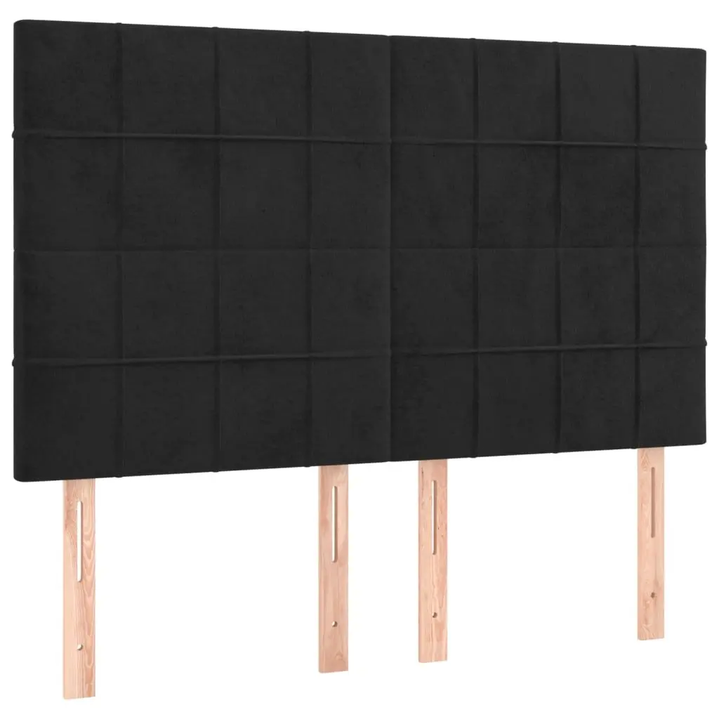 Queen Size Box Spring Bed with Adjustable Velvet Headboard and Integrated LED Lighting