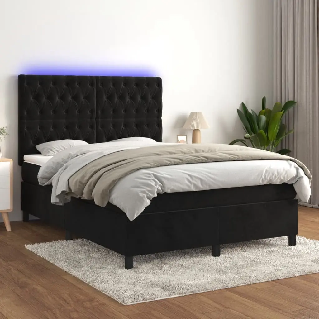 Queen Box Spring Bed with LED Lights