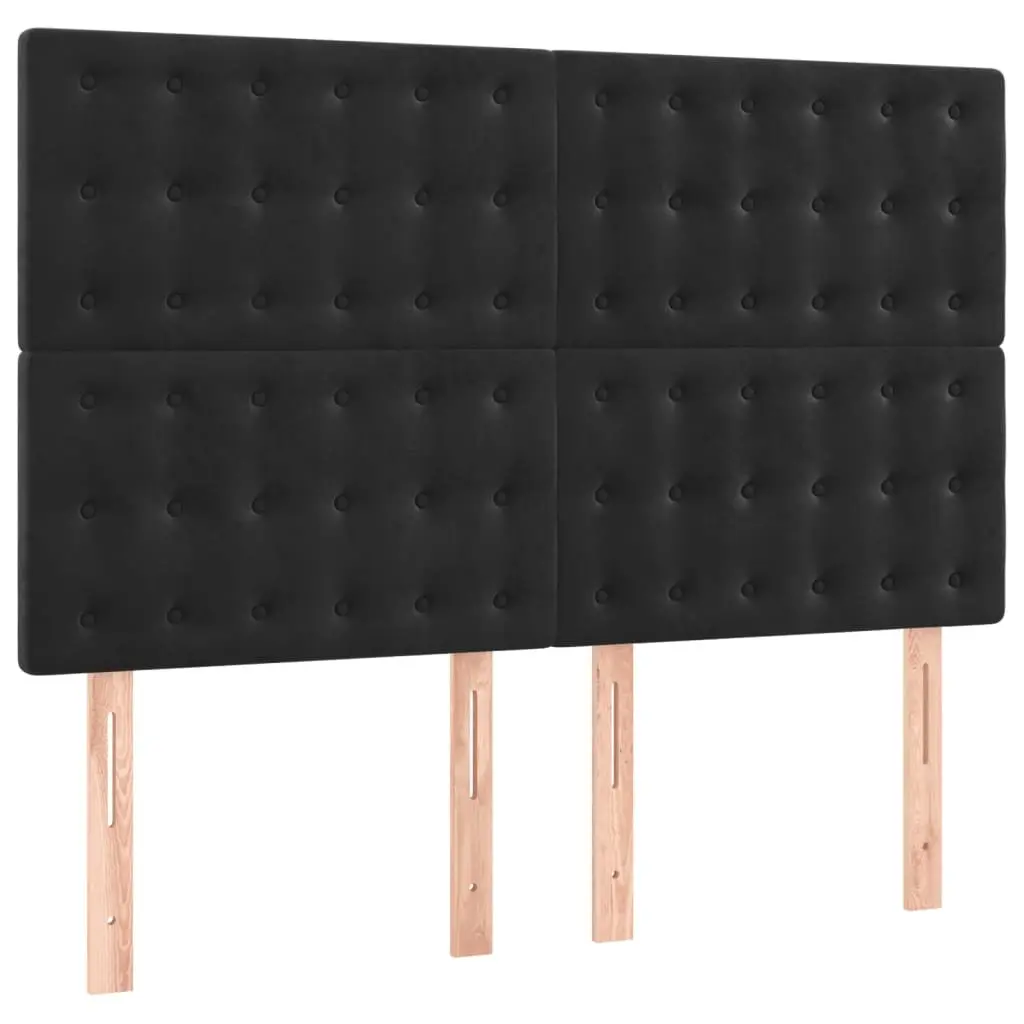 Queen Size Box Spring Bed with Pocket Spring Mattress Adjustable LED Headboard Black Velvet