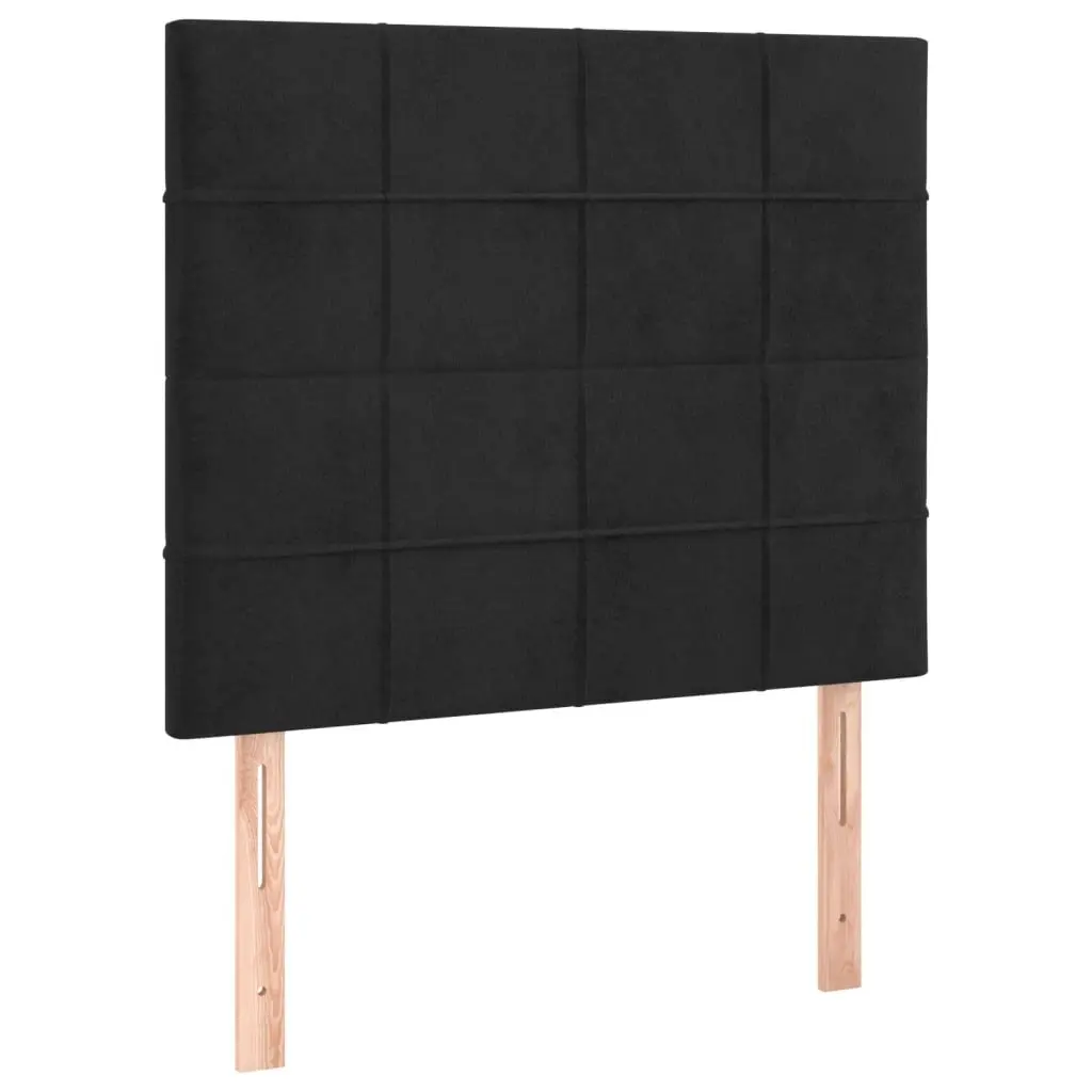 Box Spring Bed with Pocket Spring Mattress Adjustable Velvet Headboard King Single Size Black
