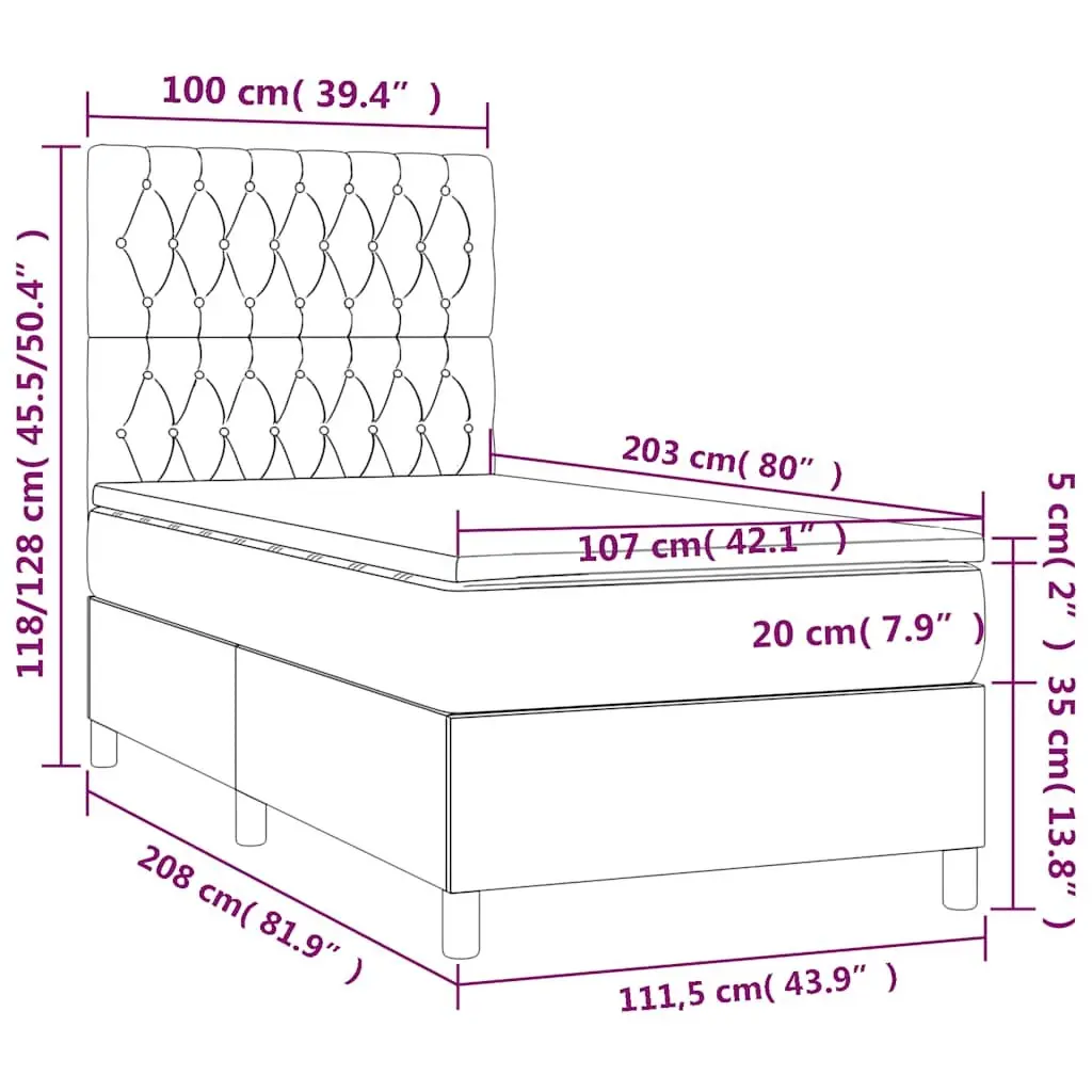 Box Spring Bed with LED Headboard