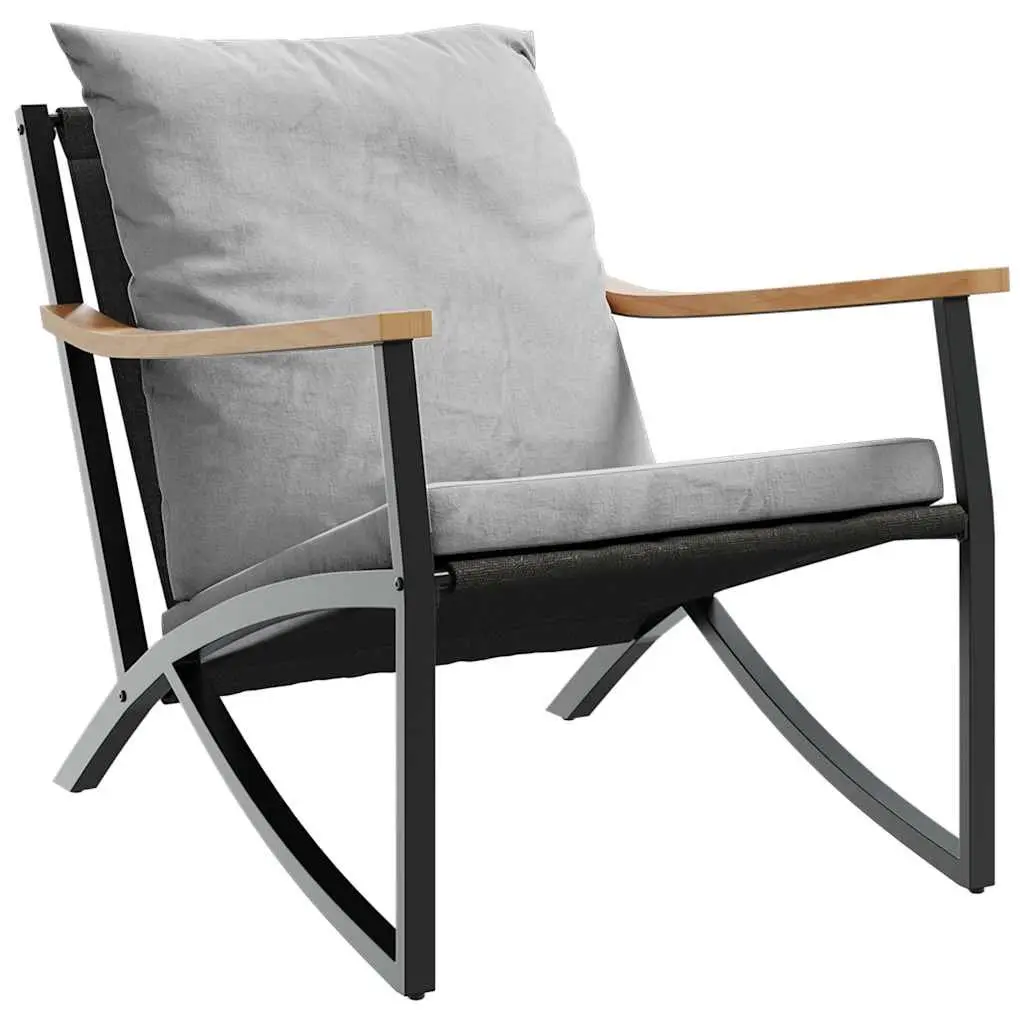3 Piece Outdoor Balcony Furniture Set Patio Seating Black Steel Frame Cushions
