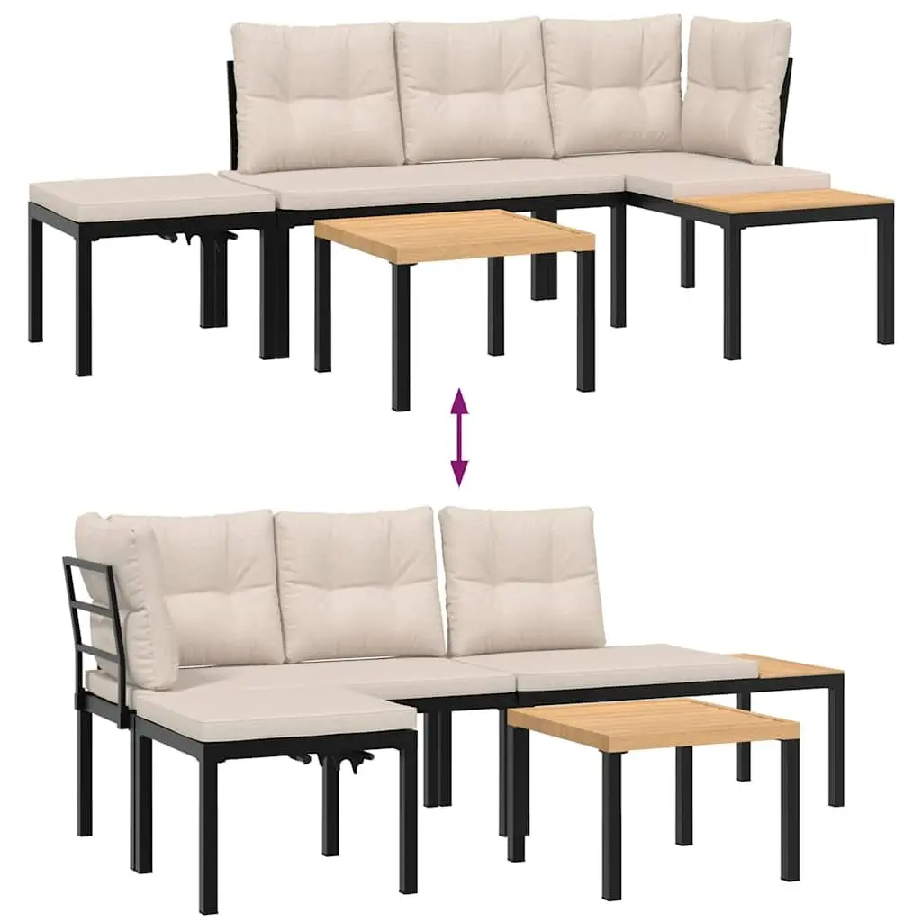 Garden Bench Set 4 Piece Outdoor Patio Furniture with Cushions and Side Table