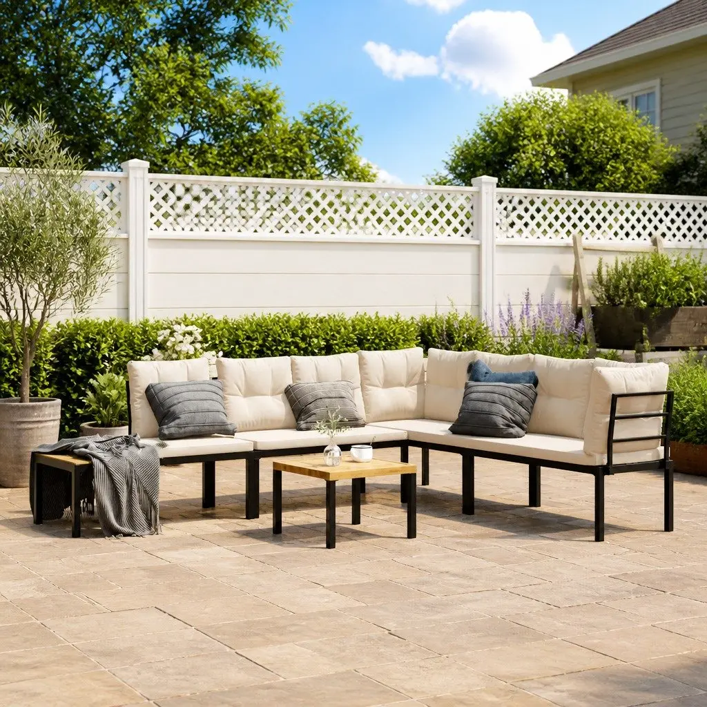 5-Piece Garden Bench Set with Cushions
