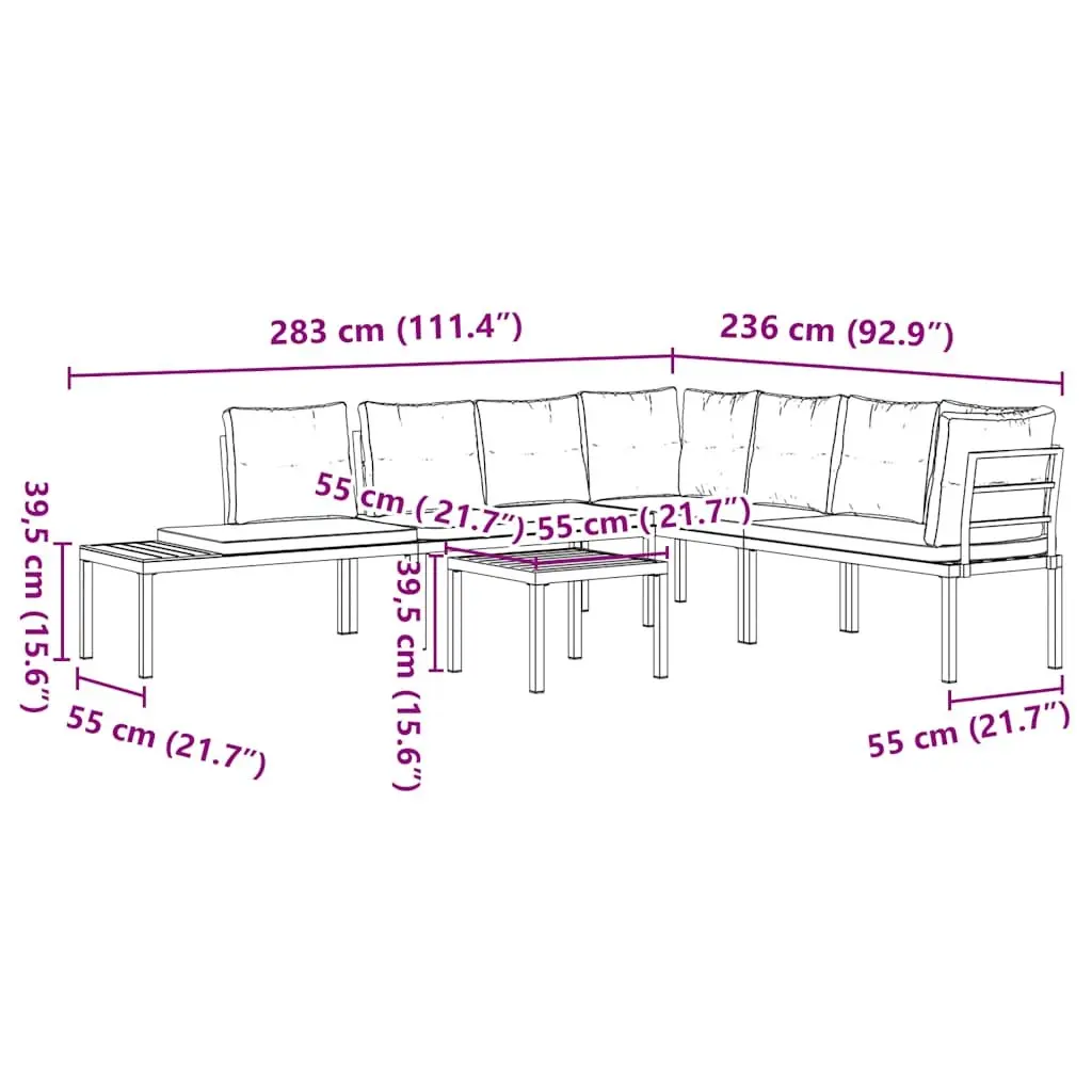 5-Piece Garden Bench Set with Cushions