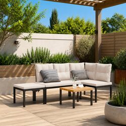 Friendly 4-Piece Black Patio Bench Set with Comfort
